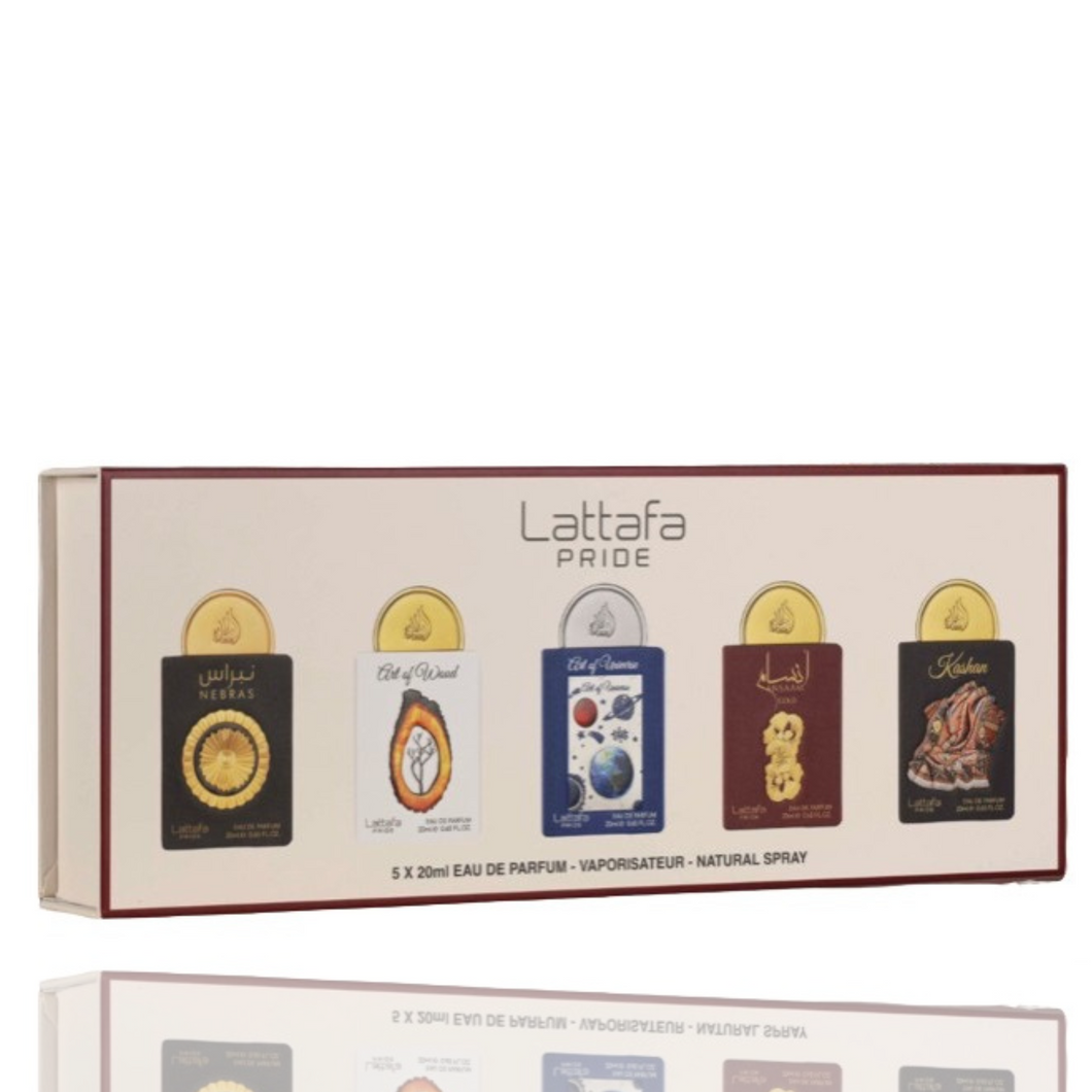 Nebras | Art Of Wood | Art Of Universe | Ansaam Gold | Kashan | 20ml x 5pcs Gift Set (3) | by Lattafa Pride