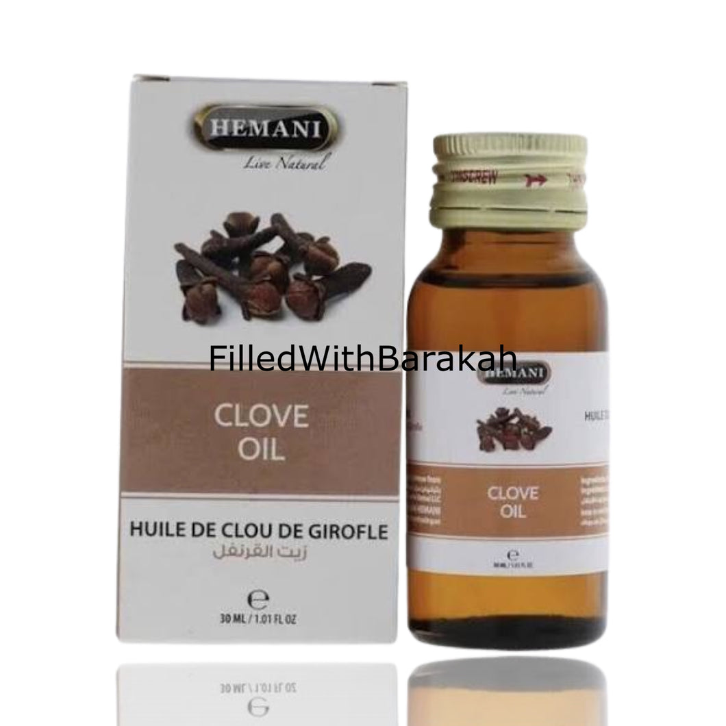 Hřebíčkový olej 100% přírodní | Esenciální olej 30ml | Od Hemani (k dispozici balení po 3 nebo 6 kusech)